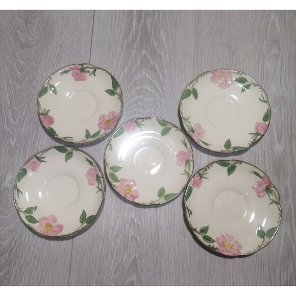 Desert Rose (USA Backstamp) by Franciscan - Set of 5 - 5 3/4 in. Saucers - Picture 3 of 7